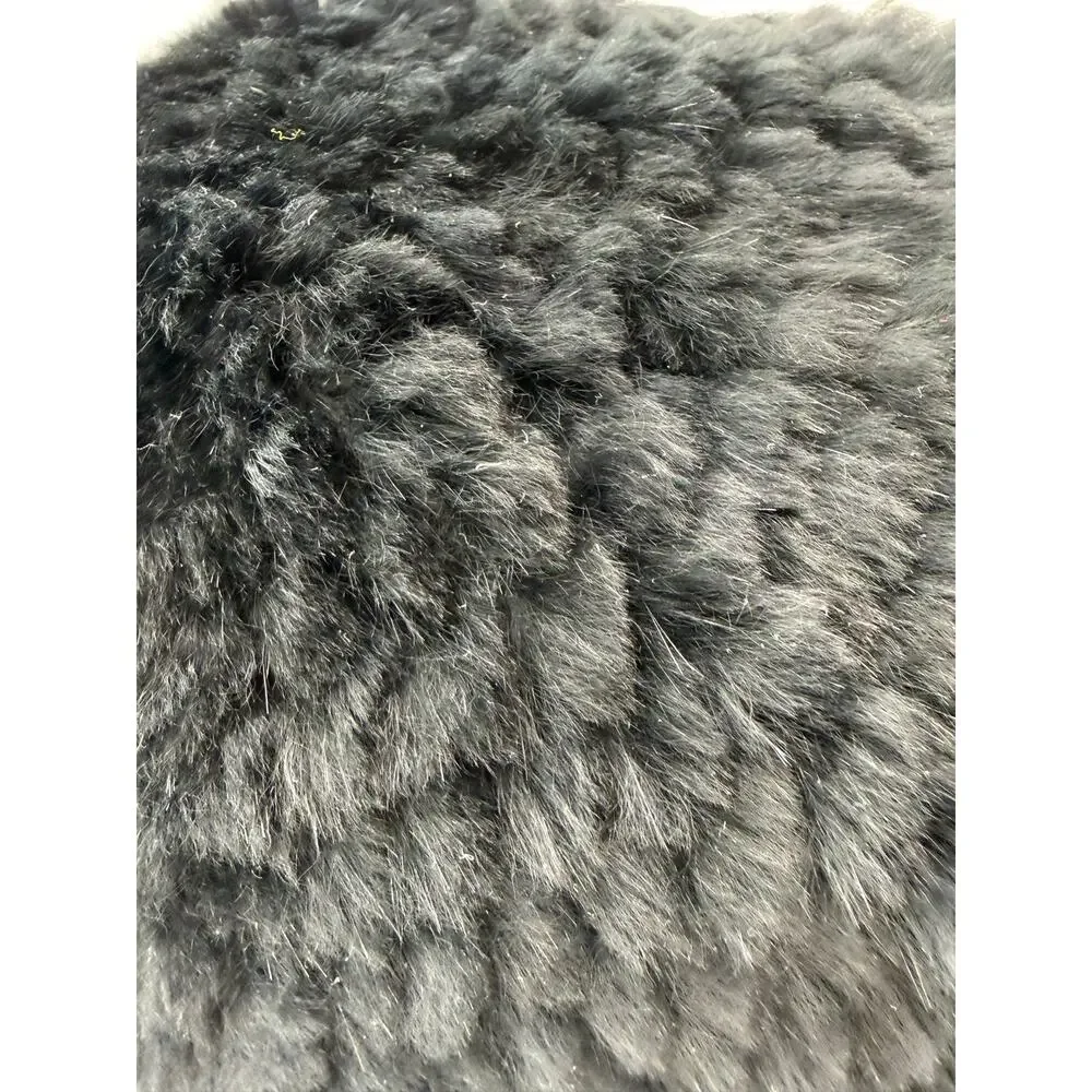 Vintage Y2K Express Black Rabbit Fur Pageboy Hat Satin Lined One Size